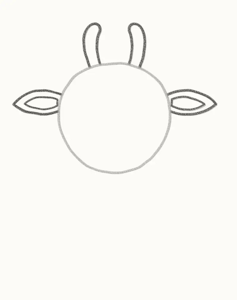 How to Draw a Cartoon Goat, step 2: add the ears and horns