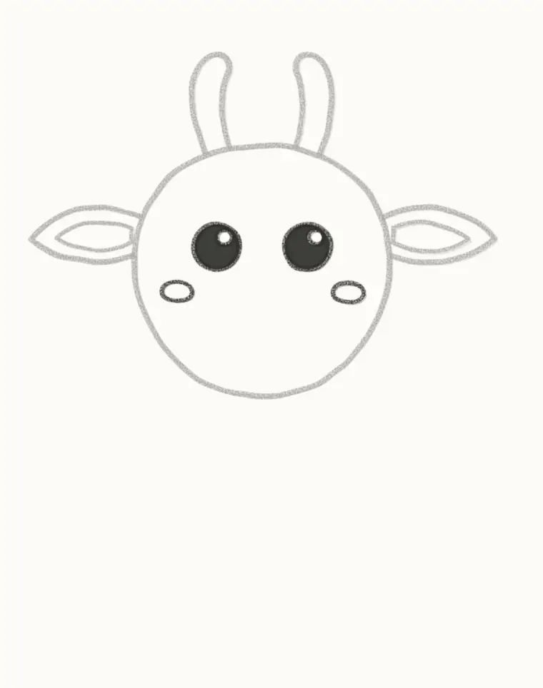 How to Draw a Cartoon Goat, step 3: draw the eyes