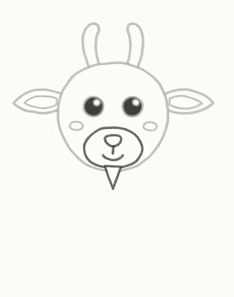 How to Draw a Cartoon Goat, step 4: draw the muzzle and beard