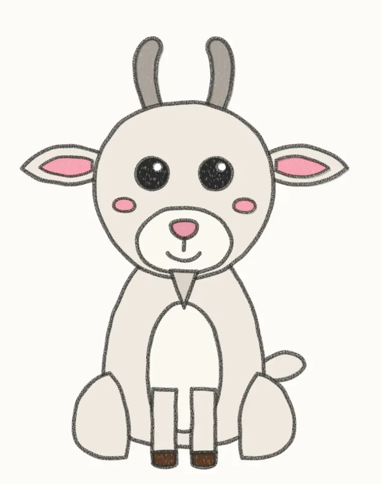 How to Draw a Cartoon Goat, step 7 of 7: color your goat, pencil drawing