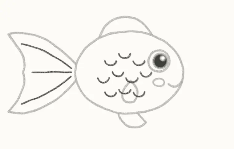 How to Draw a Cartoon Goldfish, step 5: draw the scales