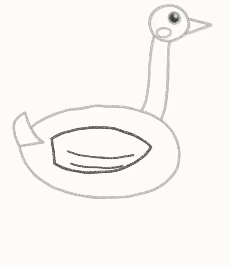 How to Draw a Cartoon Goose, step 5: add the wing and tail feathers