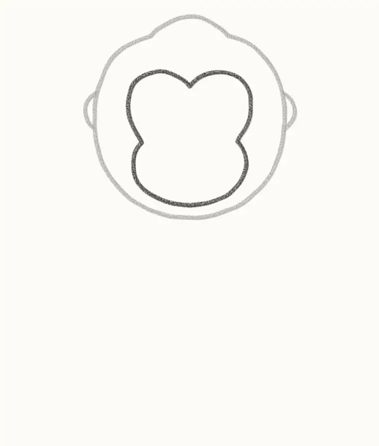 How to Draw a Cartoon Gorilla, step 2: draw the face shape