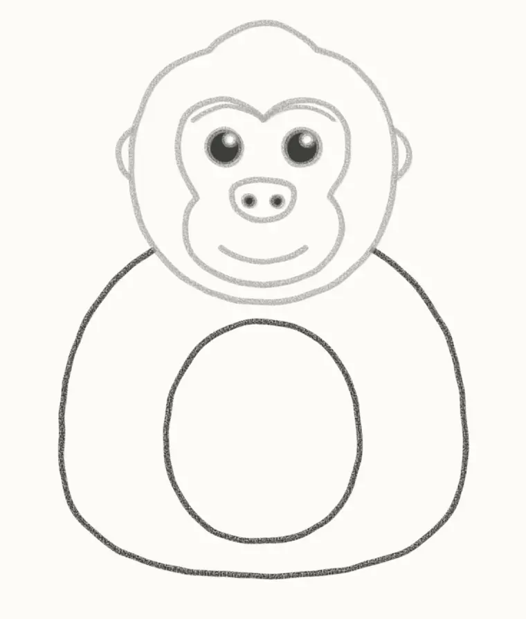 How to Draw a Cartoon Gorilla, step 5: draw the big body