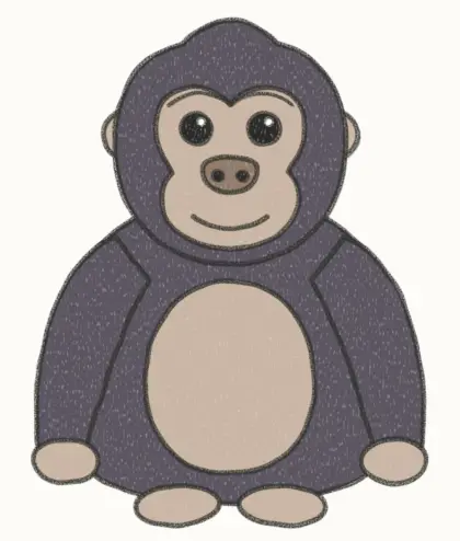 Finished cartoon gorilla drawing, coloured