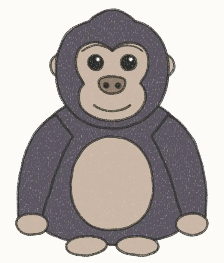 How to Draw a Cartoon Gorilla, step 7 of 7: color your gorilla, pencil drawing