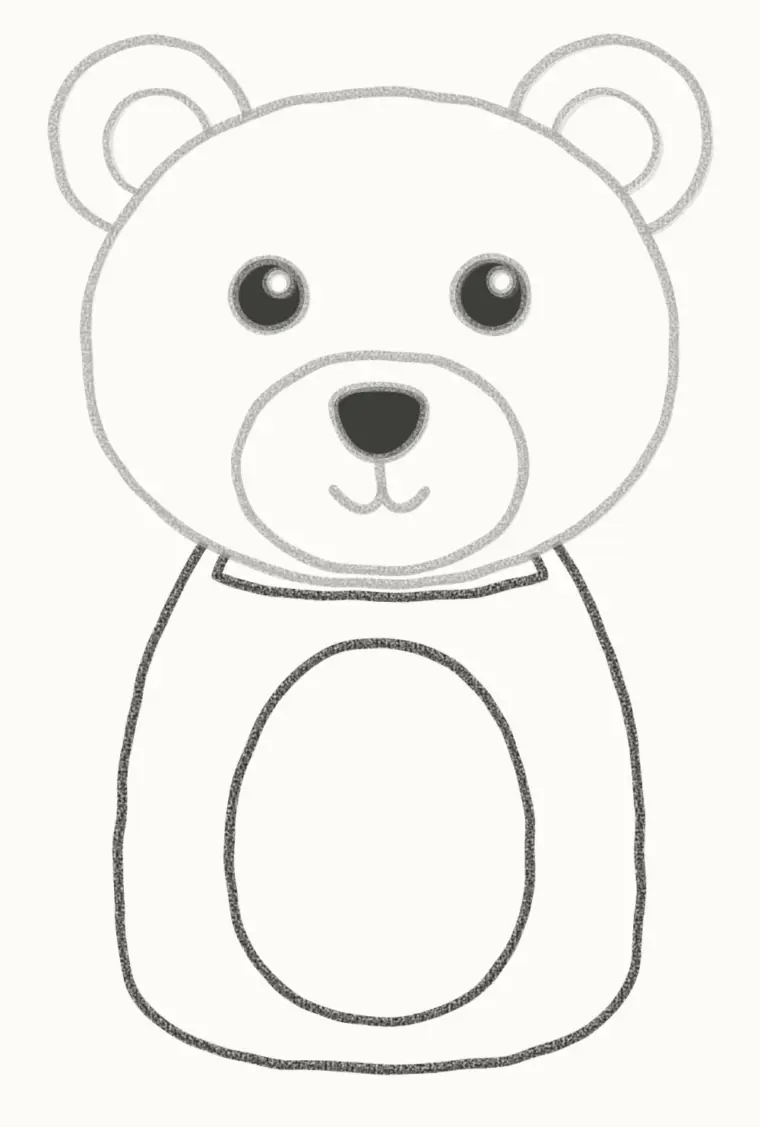 How to Draw a Cartoon Grizzly Bear, step 5: draw the body and hump