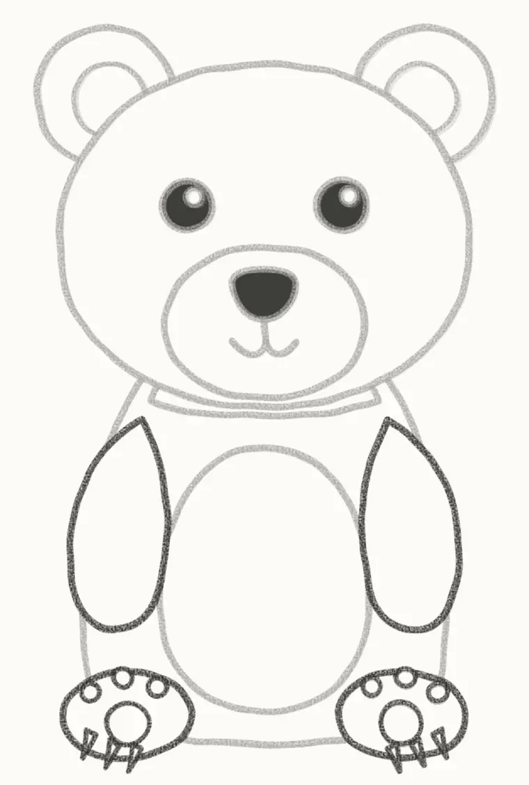 How to Draw a Cartoon Grizzly Bear, step 6: add the arms, feet and claws