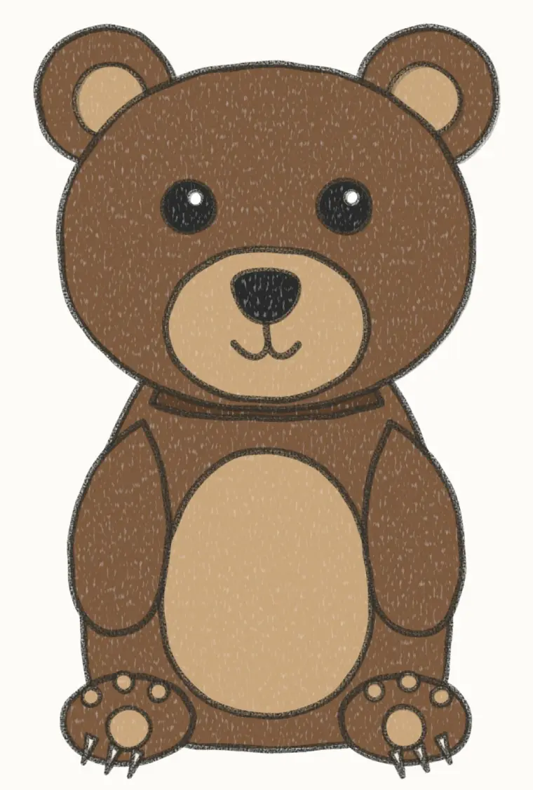How to Draw a Cartoon Grizzly Bear, step 7 of 7: color your grizzly bear, pencil drawing