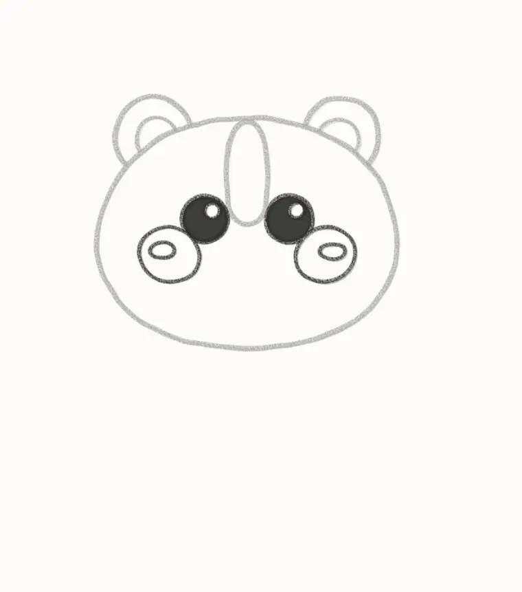 How to Draw a Cartoon Guinea Pig, step 3: draw the eyes and cheeks
