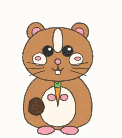 Finished cartoon guinea pig drawing, coloured