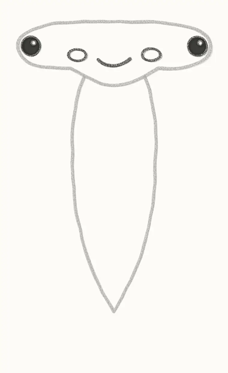 How to Draw a Cartoon Hammerhead Shark, step 3: draw the eyes and face