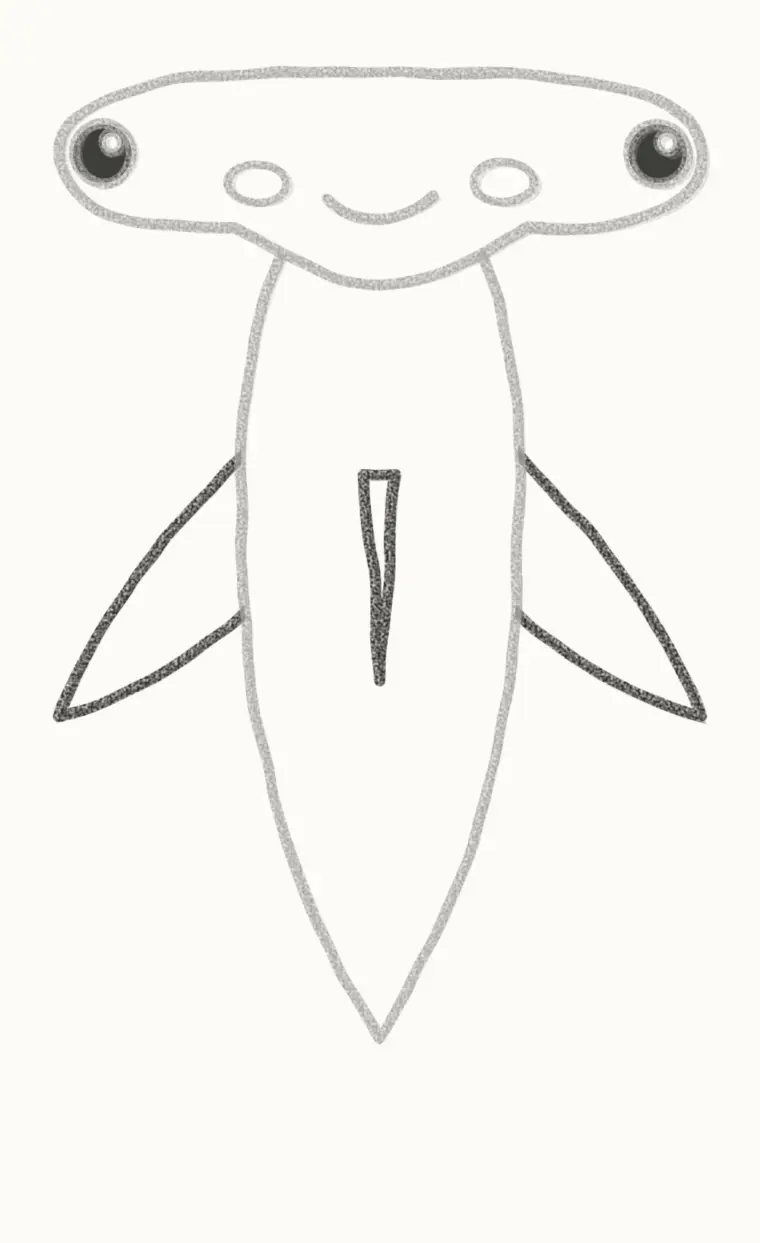 How to Draw a Cartoon Hammerhead Shark, step 4: add the fins