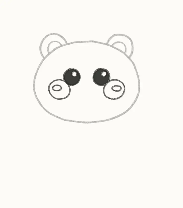 How to Draw a Cartoon Hamster, step 3: draw the eyes and puffy cheeks