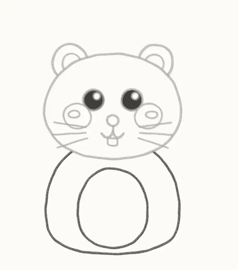 How to Draw a Cartoon Hamster, step 5: draw the body