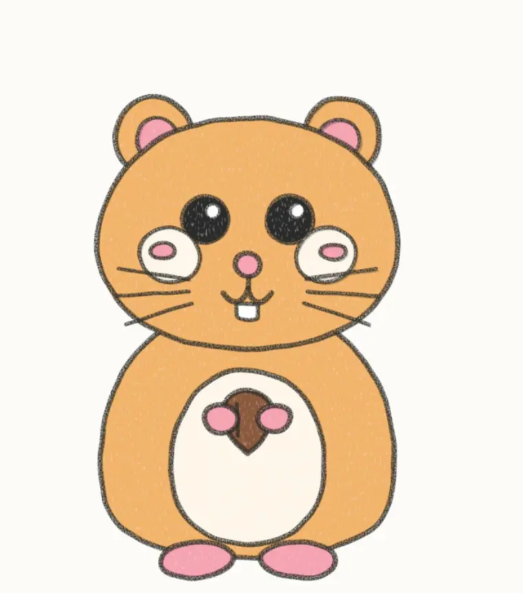 How to Draw a Cartoon Hamster, step 7 of 7: color your hamster, pencil drawing