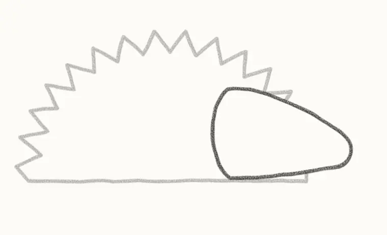 How to Draw a Cartoon Hedgehog, step 2: draw the face