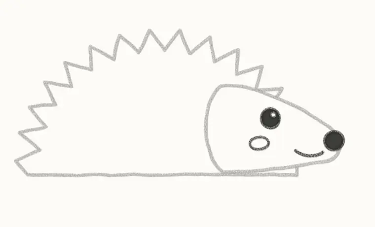 How to Draw a Cartoon Hedgehog, step 3: draw the eye and nose