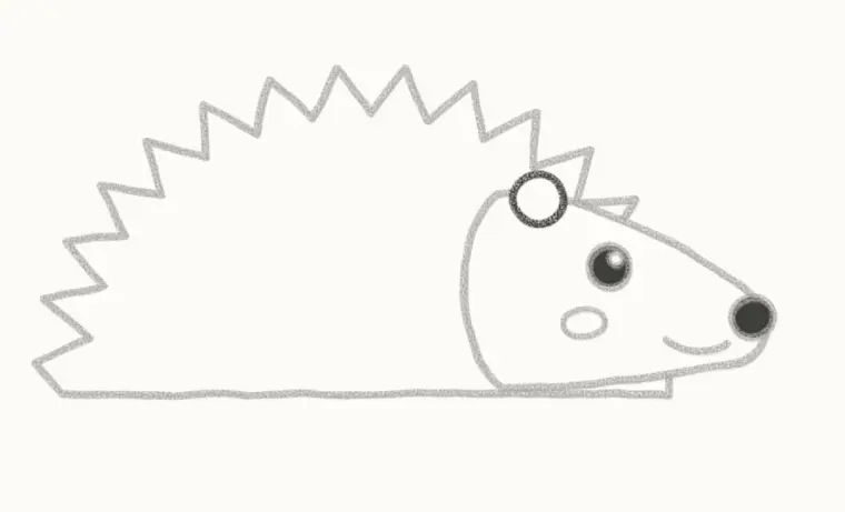 How to Draw a Cartoon Hedgehog, step 4: add the ear