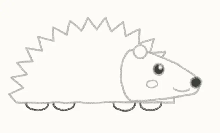 How to Draw a Cartoon Hedgehog, step 5: draw the feet