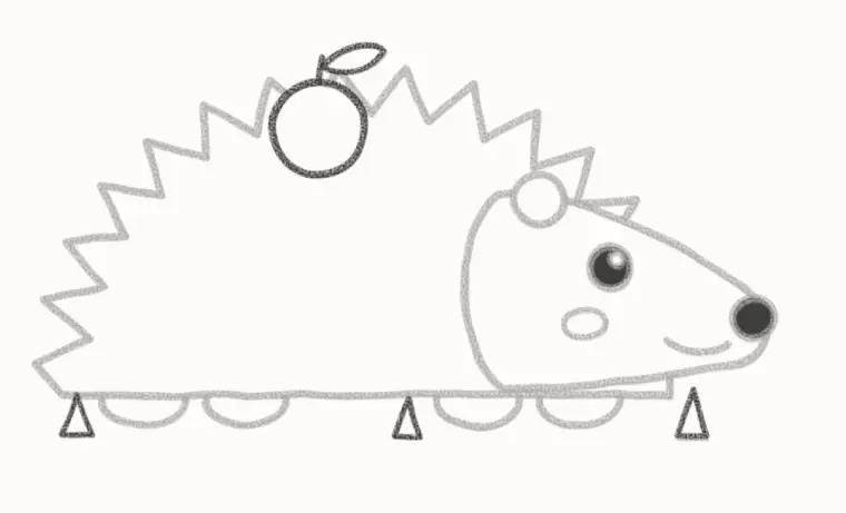 How to Draw a Cartoon Hedgehog, step 6: add the apple and grass