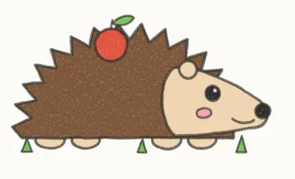 Finished cartoon hedgehog drawing, coloured