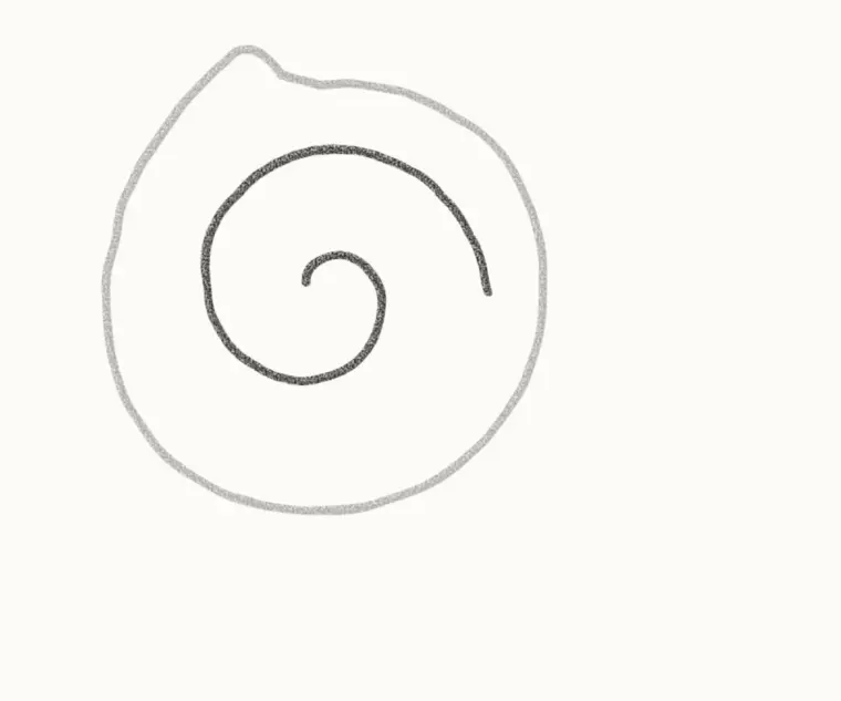 How to Draw a Cartoon Hermit Crab, step 2: draw the spiral