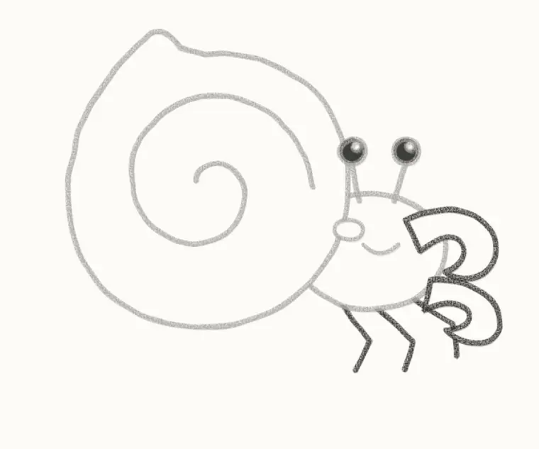 How to Draw a Cartoon Hermit Crab, step 5: add the claws and legs