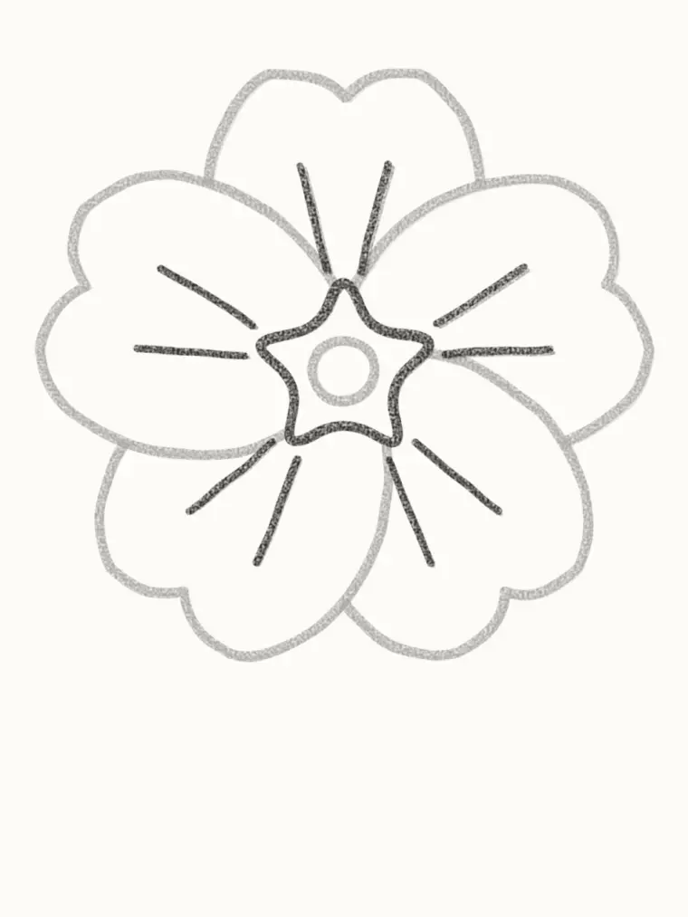 How to Draw a Cartoon Hibiscus, step 3: add the petal lines