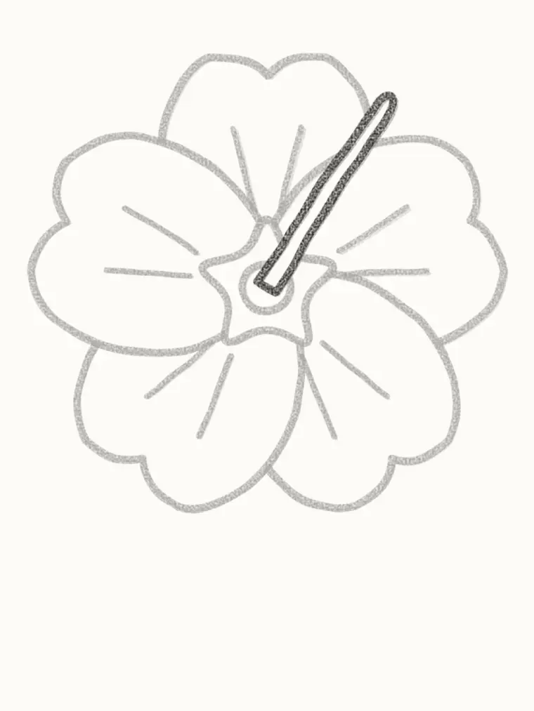 How to Draw a Cartoon Hibiscus, step 4: draw the long stamen