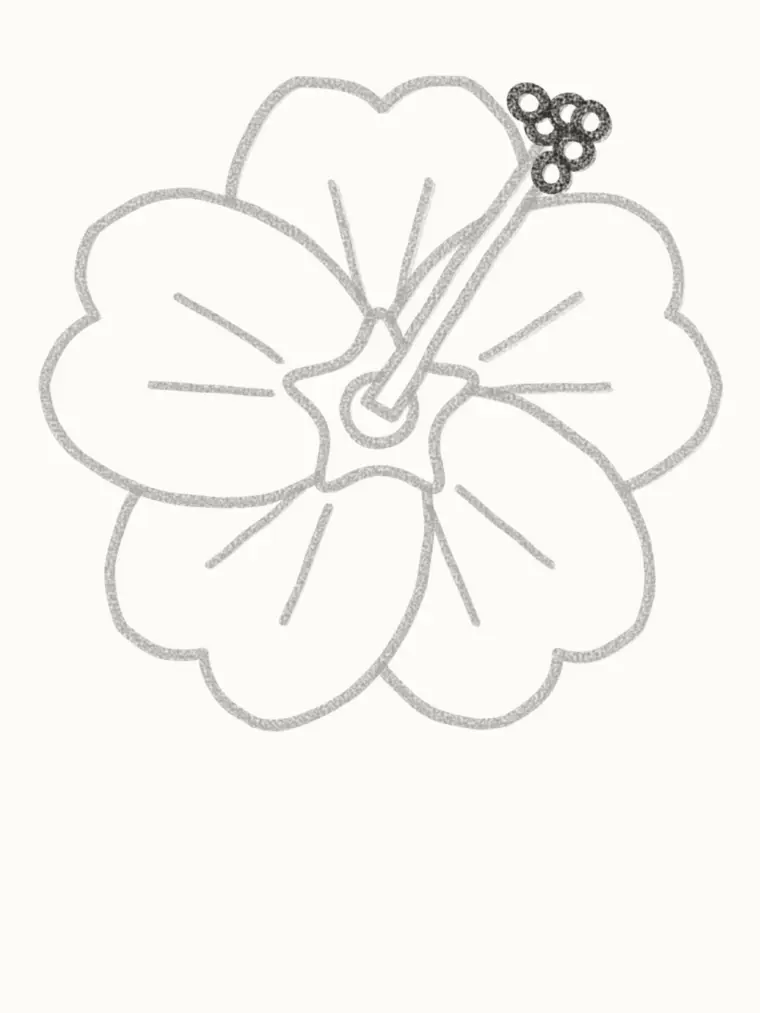How to Draw a Cartoon Hibiscus, step 5: add the pollen