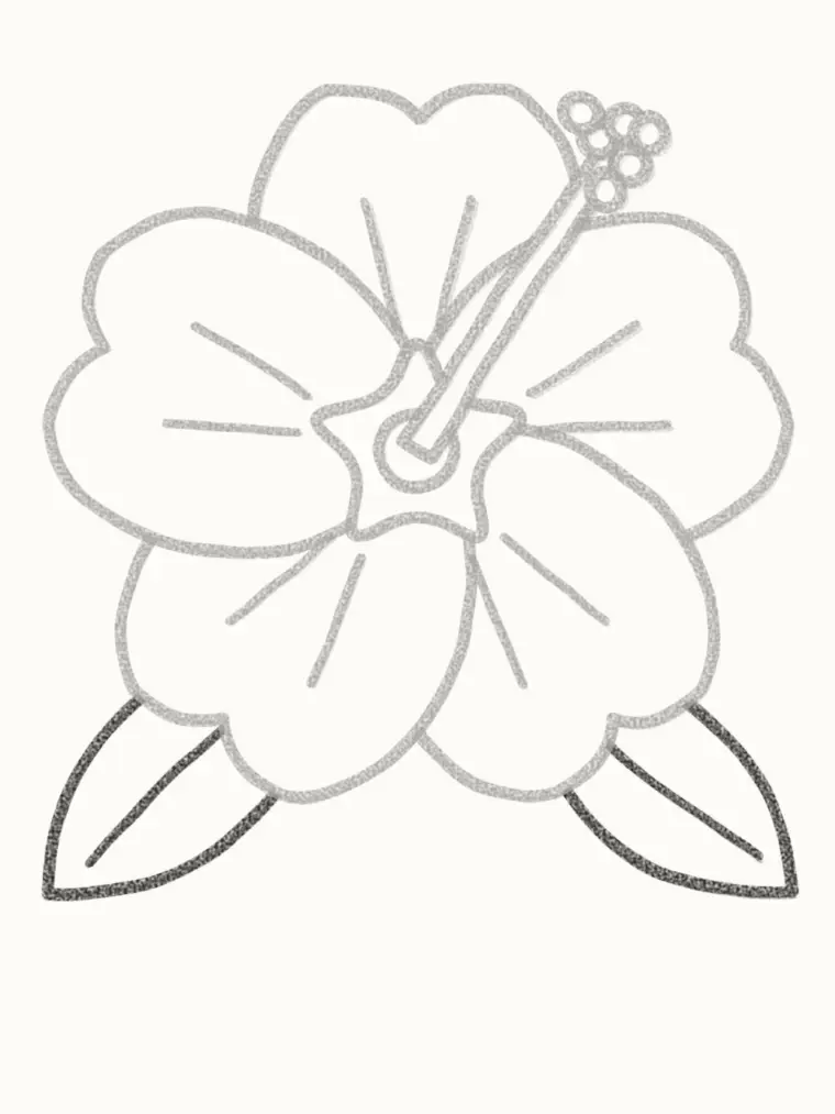 How to Draw a Cartoon Hibiscus, step 6: draw the leaves