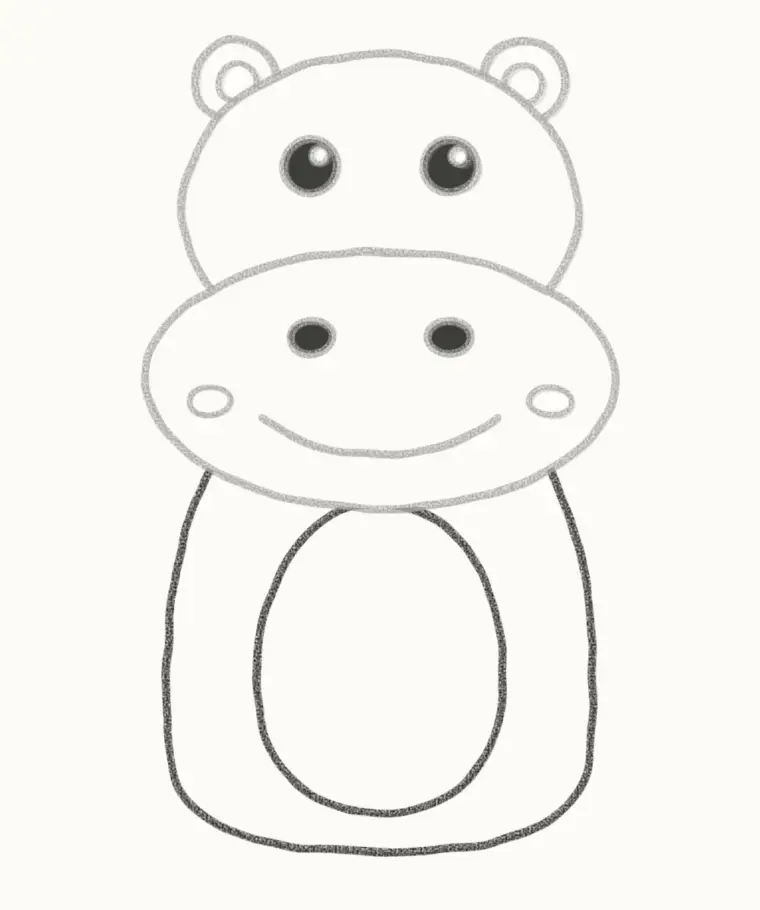 How to Draw a Cartoon Hippo, step 5: draw the body