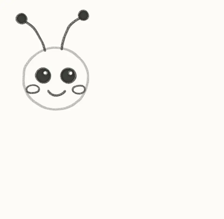 How to Draw a Cartoon Honey Bee, step 2: add the face and antennae