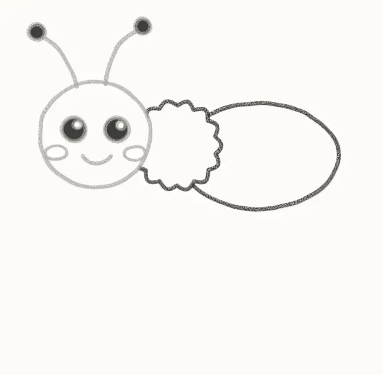 How to Draw a Cartoon Honey Bee, step 3: draw the fuzzy body and tummy