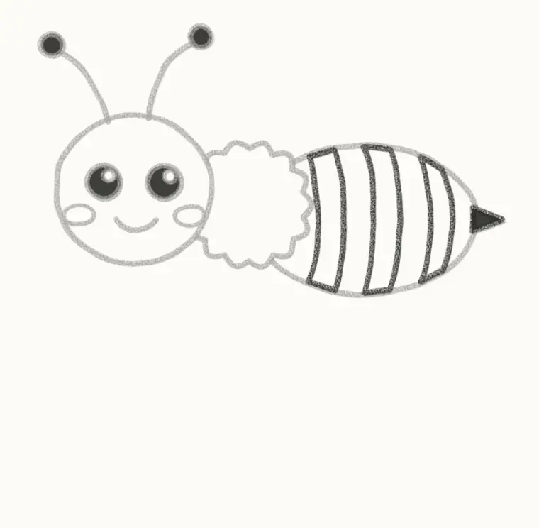How to Draw a Cartoon Honey Bee, step 4: add the stripes and stinger