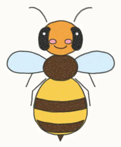 Finished cartoon hornet drawing, coloured