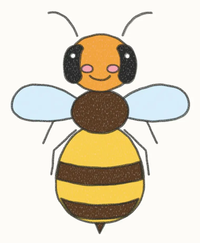 How to Draw a Cartoon Hornet, step 7 of 7: color your hornet, pencil drawing