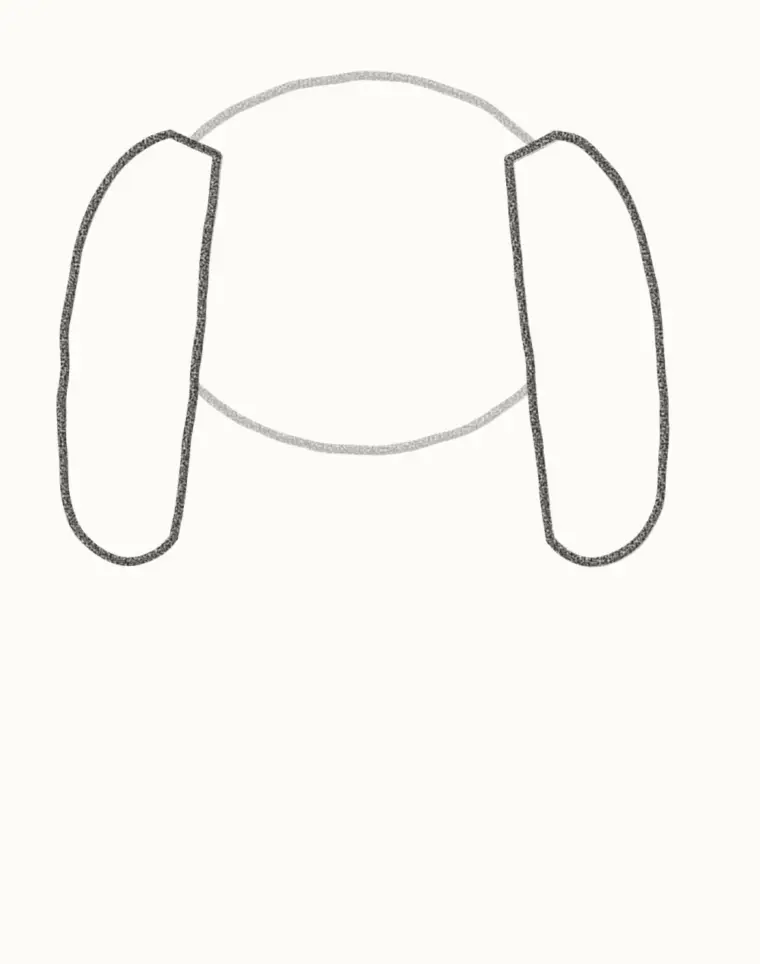 How to Draw a Cartoon Hound Dog, step 2: add the very long ears