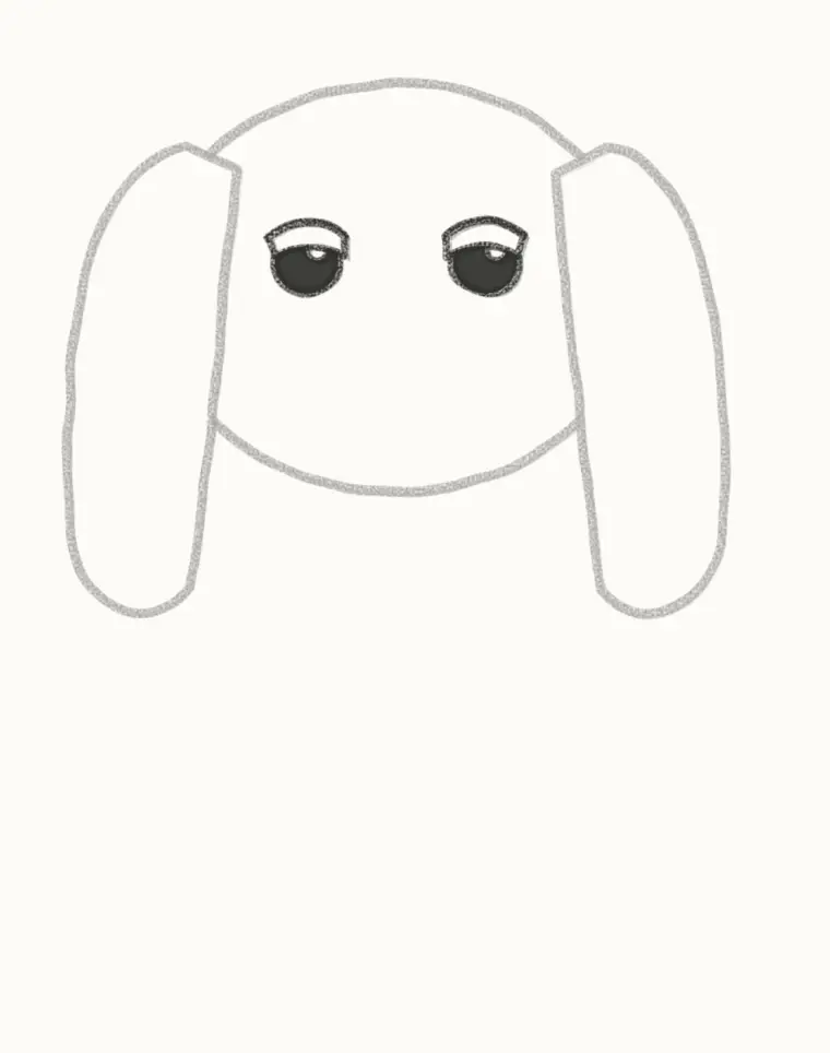 How to Draw a Cartoon Hound Dog, step 3: draw the sleepy eyes