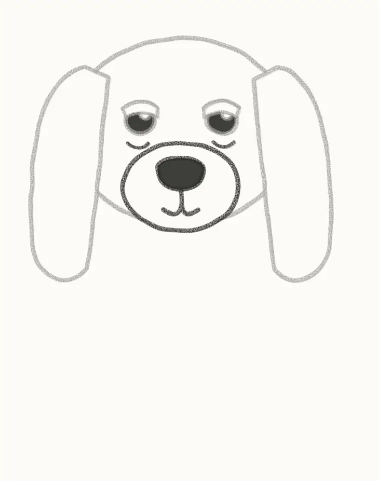 How to Draw a Cartoon Hound Dog, step 4: draw the muzzle