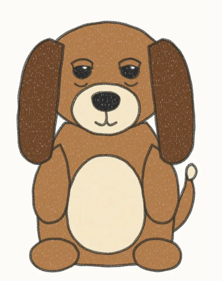 How to Draw a Cartoon Hound Dog, step 7 of 7: color your hound dog, pencil drawing