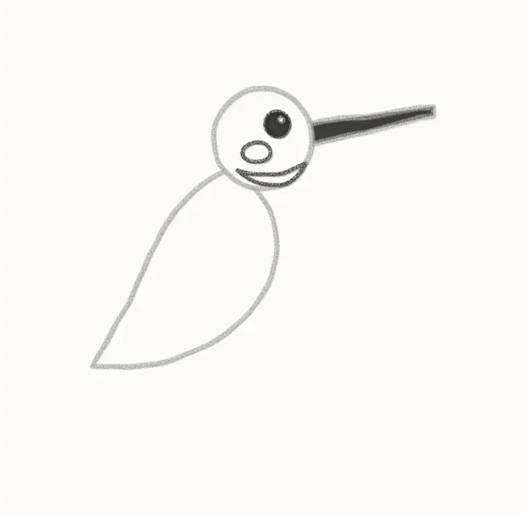 How to Draw a Cartoon Hummingbird, step 4: draw the face