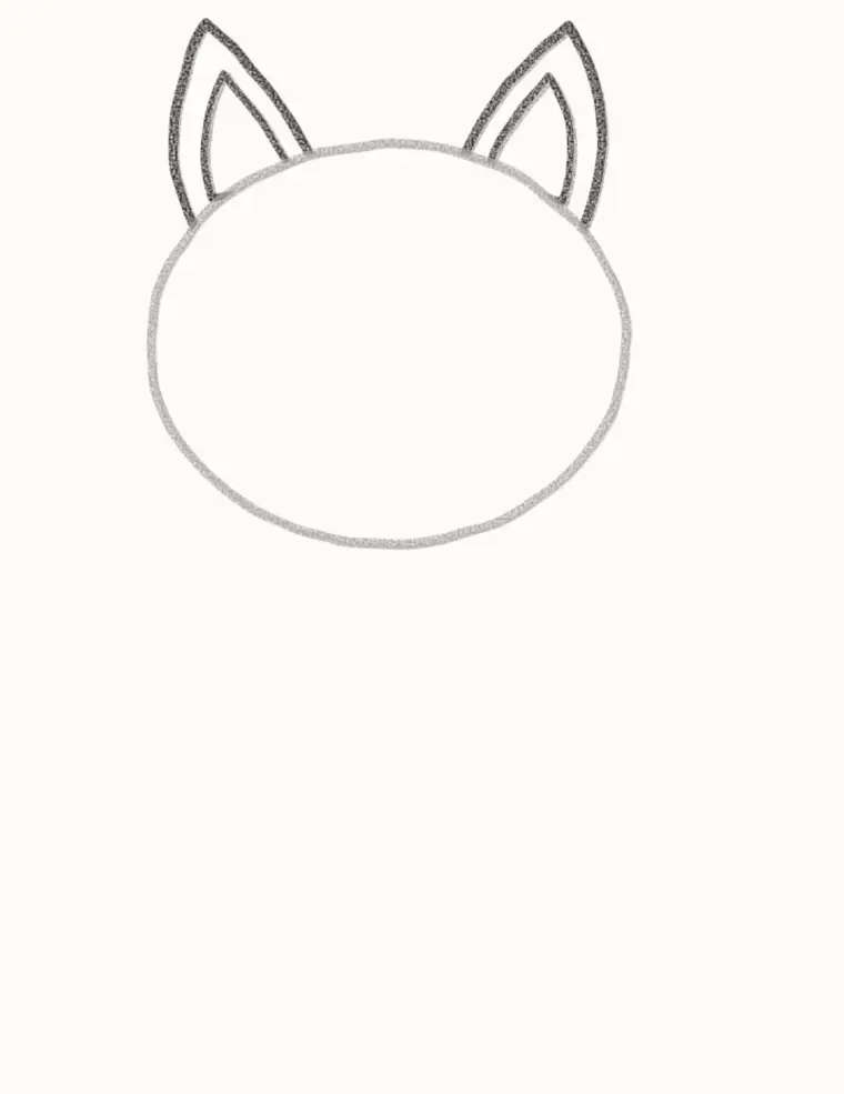 How to Draw a Cartoon Husky, step 2: add the pointy ears