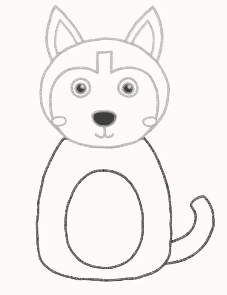 How to Draw a Cartoon Husky, step 5: draw the body