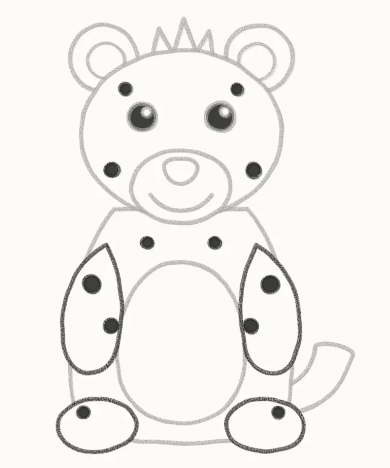 How to Draw a Cartoon Hyena, step 6: add the paws and spots