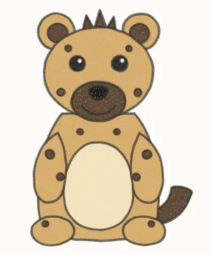 Finished cartoon hyena drawing, coloured