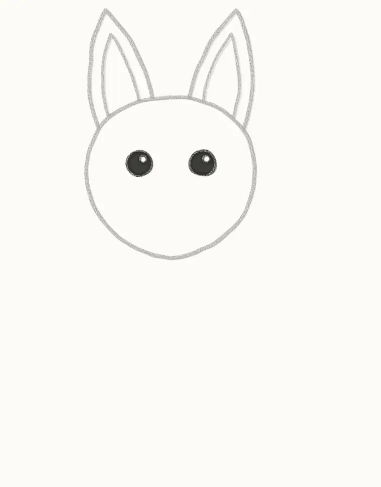How to Draw a Cartoon Jackal, step 3: draw the eyes
