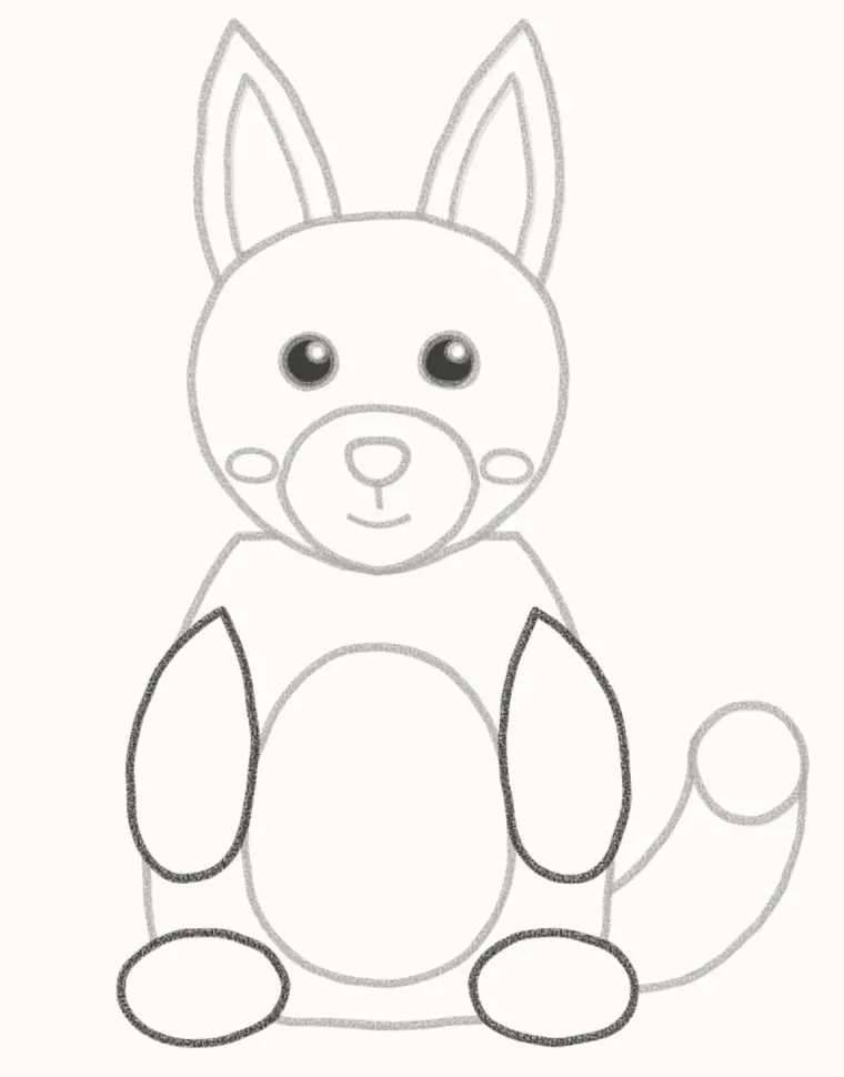 How to Draw a Cartoon Jackal, step 6: add the arms and feet