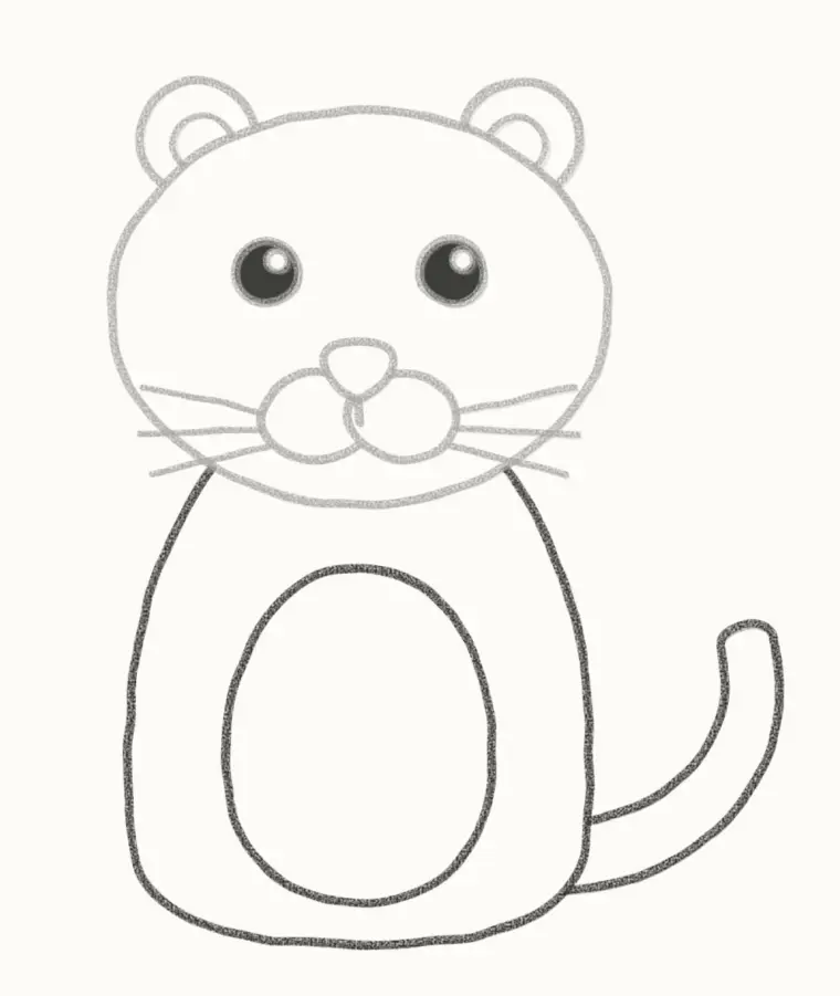 How to Draw a Cartoon Jaguar, step 5: draw the body and tail